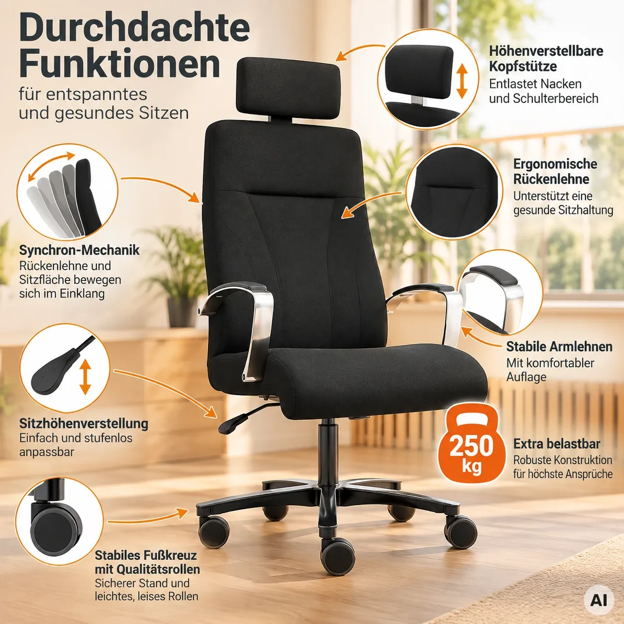 TERA Hochlehner mit Kopfstütze - XXL Sessel