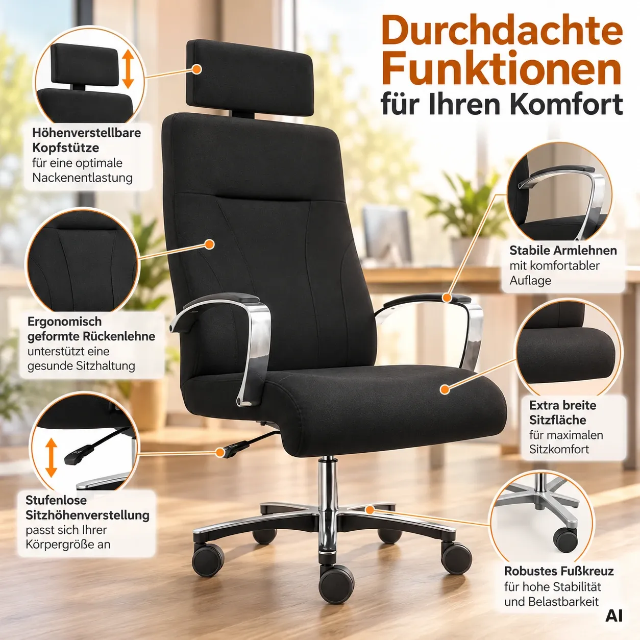 TERA Hochlehner mit Kopfstütze - XXL Sessel