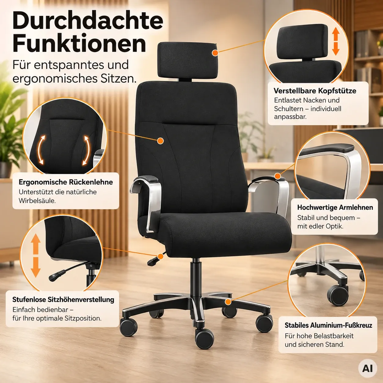 TERA Hochlehner mit Kopfstütze - XXL Sessel